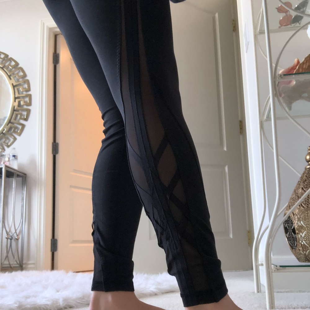 Mesh on leg black lululemon leggings
